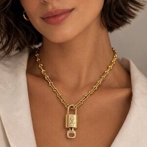 Authentic Louis Vuitton Padlock Pendant with Unbranded 18k Stainless Steel Chain